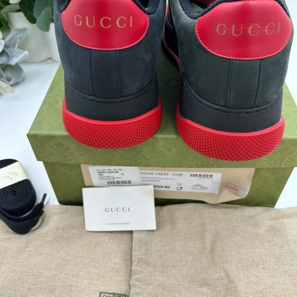 Men's Gucci SCREENER sneakers in black GG canvas, and Leather size 12